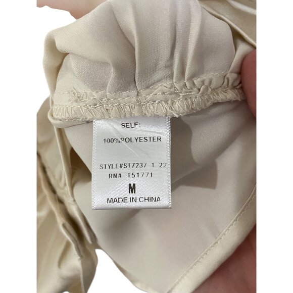 Altar’d State Satin Cropped Ruched Pirate Blouse Cream Size M Festival Baddie - Picture 4 of 12